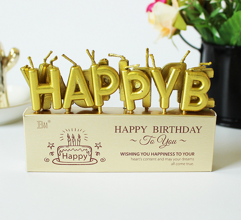 НАБОР СВЕЧЕЙ "HAPPY BIRTHDAY" -ЗОЛОТО